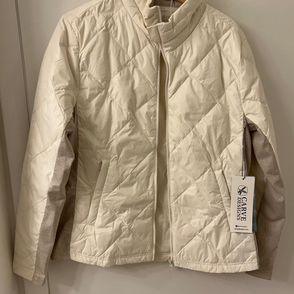 Carve Designs Horizon Jacket Cream White Down Puffer Coat L